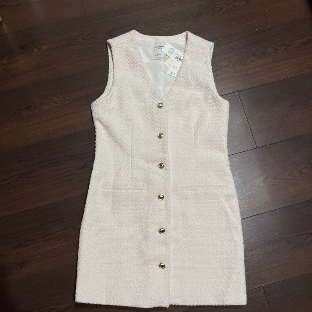[NWT] Abercrombie & Fitch Cream Sleeveless Sheath Mini Dress